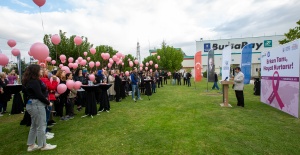 BURULAŞ’ta pembe balonlar gökyüzüne bırakıldı